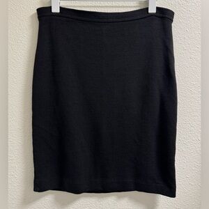 St. John Caviar Wool Knit Pencil Skirt Zip Black Women's 10